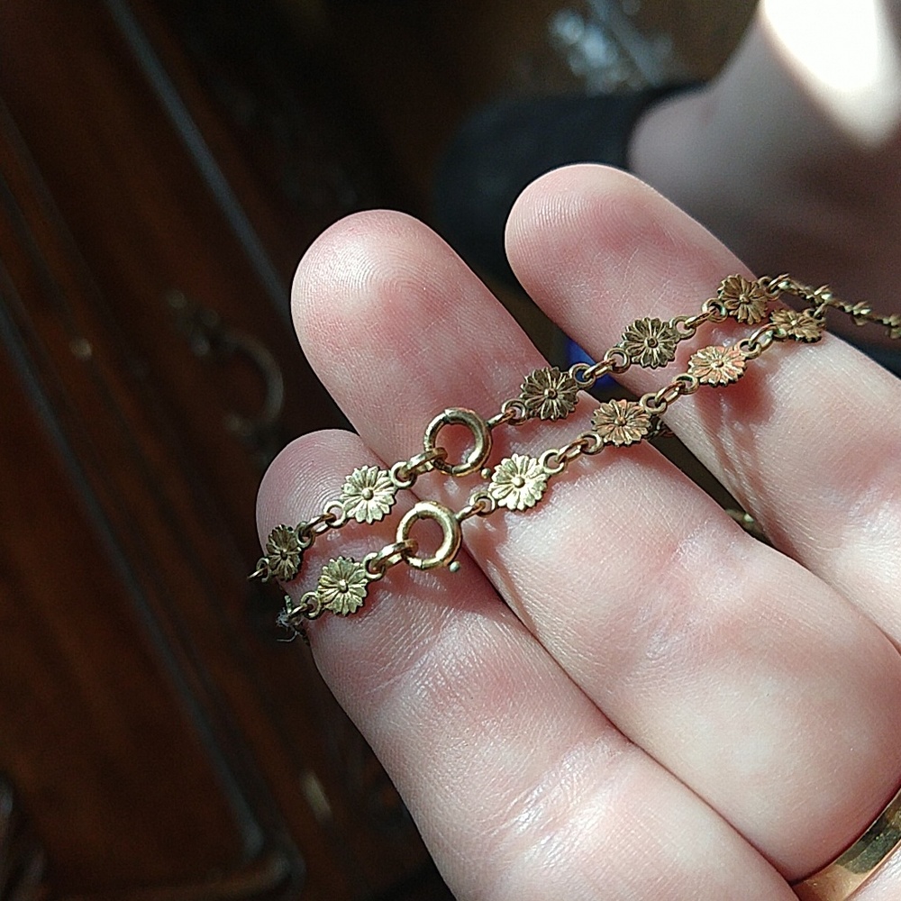 Gold filled vintage necklace and bracelet set child teen small size
